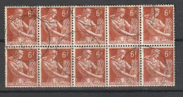 1957/1959 - TYPE MOISSONNEUSE - N°1115 BLOC De 10 Olitéré - Usati