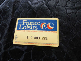 CB-22 , FRANCE, Carte De Fidélité, FRANCE LOISIRS, 1989 - Treuekarten