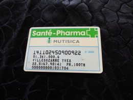 CB-38, FRANCE, CARTE , MAGNETIQUE , Santé-PHARMA , MUTISICA - Disposable Credit Card