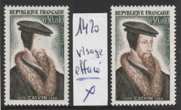 YT N° 1420 Variété "Visage Blanc" - Neuf * - MH - Unused Stamps