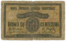 50 CENTESIMI BANCA POPOLARE AGRICOLA INDUSTRIALE DI VAPRIO D'ADDA 1873 MB- - Otros & Sin Clasificación