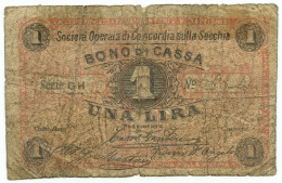 1 LIRA FIDUCIARIO SOCIETÀ OPERAIA DI CONCORDIA SULLA SECCHIA 1871 MB- - Otros & Sin Clasificación