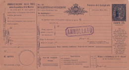 San Marino Bollettini Pacchi 1889 Cent. 25 Bullettino Di Spedizione - Interi Postali