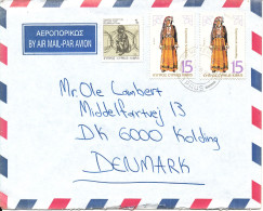 Cyprus Republic Air Mail Cover Sent To Denmark 1996 National Costumes - Briefe U. Dokumente