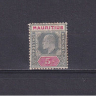 MAURITIUS 1910, SG# 185, 5c Grey & Carmine, KEVII, MH - Mauritius (...-1967)