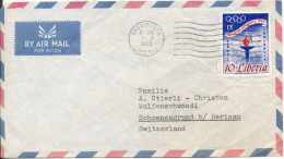 Liberia Air Mail Cover Sent To Switzerland Monrovia 7-6-1965 Single Franked Olympic Winter Games Insbruck - Inverno1964: Innsbruck