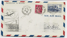 FRANCE N° 392+370 LETTRE AVION MARSEILLE 25.4. 1939 TO USA 1ER SERVICE VIA AZORES - 1927-1959 Storia Postale