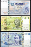 10 Dinars P 90 +5 Dinars P95 +10 Dinars P96-Neuf ** UNC ** - Tunisia