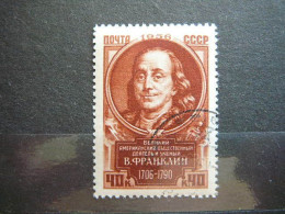 American Politician Benjamin Franklin # Russia USSR Sowjetunion # 1956 Used # Mi. 1888 World Famous Persons - Usati