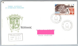 052, Document Terres Australes Et Antarctiques Françaises TAAF Enveloppe 1992, Recommandé Programme Woce - Briefe U. Dokumente