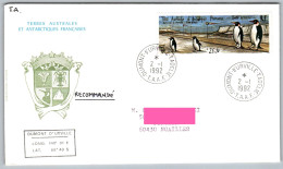 053, Document Terres Australes Et Antarctiques Françaises TAAF Enveloppe 1992, Recommandé Poste Aérienne - Briefe U. Dokumente