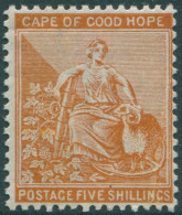 Cape Of Good Hope 1884 SG54 5/- Orange Hope With Ram MNH - Cape Of Good Hope (1853-1904)