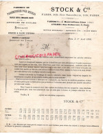 02- MONTREUIL AUX LIONS-75- PARIS- FACTURE TARIFS STOCK & CIE- FABRIQUE PASSEMENTERIES MEUBLES-4 RUE ST SAUVEUR- 1888 - Artigianato