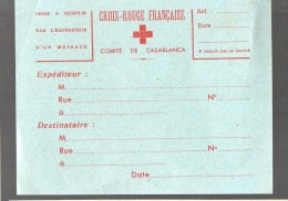 CROIX ROUGE Fiche Du Comité  De Casablanca (Maroc (vierge)  (voir La ,description) (PPP47800) - Croce Rossa