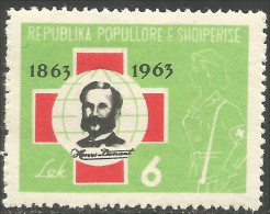 120 Albanie Dunant Croix Rouge Red Cross Rotes Kreuz Mint Neuf Adherence (ALB-12c) - Henry Dunant