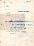 13- MARSEILLE- LETTRE M. LOUIS- IMPORTATION  CEREALES FARINES -L. CHARBONNIAUD MINOTERIE MAUMOT SAINT LEONARD NOBLAT - Artigianato