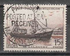 St Pierre Et Miquelon N° 352 Oblitération PAQUEBOT POSTED AT SEA NORTH SYDNEY RECEIVED 18/04/1956 - Usati