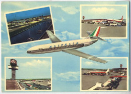 1963 CARTOLINA FIUMICINO 6 AEREO ALITALIA E ALTRI AEROPORTO ROMA - Fiumicino