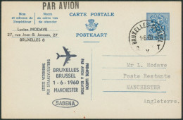 EP 3F50 Lion Héraldique Par Avion Vol SABENA BRUXELLES - MANCHESTER (1960)  çàd Poste Restante - Briefe U. Dokumente