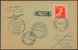 Col Ouvert - 2F50 Sur Imprimé Par Avion Vol SABENA BRUXELLES - BUCAREST, ROUMANIE (1960)  çàd Poste Restante - Lettres & Documents