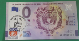 Billet 0 Euro UEZT-6 LA POSTE Paris Philex 2024 Blason Paris+ Tampon Rond PJ - Otros & Sin Clasificación