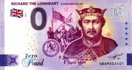 Billet Touristique - 0 Pound - UK - Richard The Lionheart (2022-1) - Pruebas Privadas