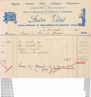 RÉPARATION DE FOURNEAUX André VIDAL à LHERM ET MUSSET     ........  FACTURE DE 1937 - Artigianato