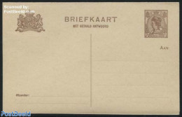 Netherlands 1921 Reply Paid Postcard 7.5+7.5c Brown, Yellow Cardboard, Unused Postal Stationary - Covers & Documents