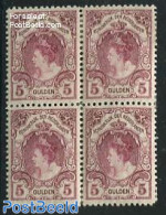 Netherlands 1899 5gld, Perf. 11.5, Block Of 4 [+] With Attest, Unused (hinged) - Neufs
