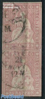 Switzerland 1854 15R Pair. Print Period 1857/60, Used, Carmine Pink, Used Stamps - Usados