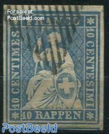 Switzerland 1854 10R, Blue, 2nd Munich Print, Used, Luxury!, Used Stamps - Usados