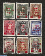 Türkiye 1934 Izmir Fair Overprints 9v, Mint NH, Nature - Transport - Animals (others & Mixed) - Railways - Sonstige & Ohne Zuordnung