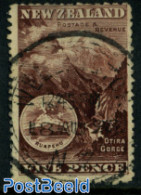 New Zealand 1902 5P Brown, Perf 11-14 Mixed (above/under)thin Spot, Used, Sport - Mountains & Mountain Climbing - Gebruikt