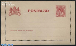 Netherlands 1906 Card Letter (Postblad) 5c Carmine On Pink Paper, Unused Postal Stationary - Cartas & Documentos