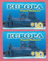 USA- Europa- Internationa Prepaid Phone Cards Used By 10 Dollars-  Lot Of Two Cards- - Sonstige & Ohne Zuordnung