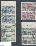 Poland 1952 Airmail 4 Used Pairs, Used, Transport - Aircraft & Aviation - Ships And Boats - Used Stamps