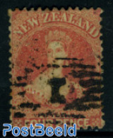 New Zealand 1864 4P Orange, WM1, Used, Tiny Brown Spots, Used Stamps - Used Stamps