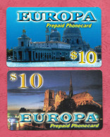 USA- New Tel Net- Europa- International Prepaid Phone Cards Used By 10 Dollars-  Lot Of Two Cards- - Sonstige & Ohne Zuordnung