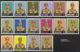 Brunei 1974 Definitives 16v, Mint NH - Brunei (1984-...)