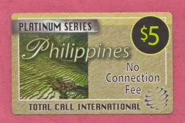 USA, Totalcall- Philippines, Total Call International. Platinum Series-International Prepaid Phone Card Used - Sonstige & Ohne Zuordnung