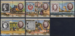 Niue 1979 Sir Rowland Hill 5x2v [:], Mint NH, Transport - Sir Rowland Hill - Stamps On Stamps - Coaches - Railways - S.. - Rowland Hill