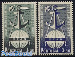 Portugal 1952 Nato 2v, Mint NH, History - Nature - Transport - Europa Hang-on Issues - NATO - Birds - Ships And Boats - Unused Stamps