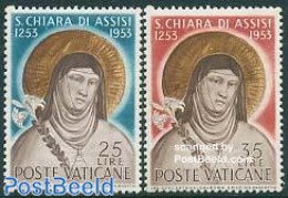 Vatican 1953 Clara Of Assisi 2v, Mint NH, Religion - Religion - Neufs