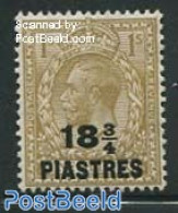 Great Britain 1921 Levant, 18.75pia On 1Sh, Stamp Out Of Set, Unused (hinged) - Ungebraucht