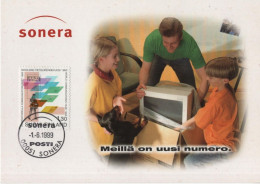 Finland Suomi 1999 Maximum Card, World Communications Year, Computer, Stamp 1983, Canceled In Sonera - Maximum Cards & Covers