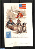 United States Of America 1900 UPU Postcard, Post In USA, Postal History, Nature - Dogs - Post - Stamps On Stamps - U.P.. - Lettres & Documents
