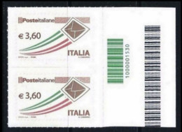 ● ITALIA 2013 ֎ ORDINARIA ֎ POSTE ITALIANE Nuovo Valore Da 3,60 € ● COPPIA Con Codice A Barre ● PRIORITARIA ● - Códigos De Barras