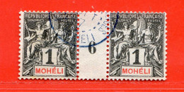 REF097 > MOHELI > Millésime N° 6 Ø < Oblitéré Dos Visible - Used Ø - Used Stamps