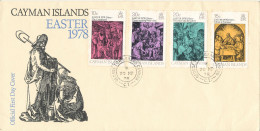 Cayman Islands FDC Easter 1978 Complete Set Of 4 With Cachet - Caimán (Islas)