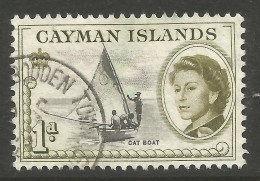 CAYMAN ISLANDS. QE2. 1d CAT BOAT USED. - Caimán (Islas)